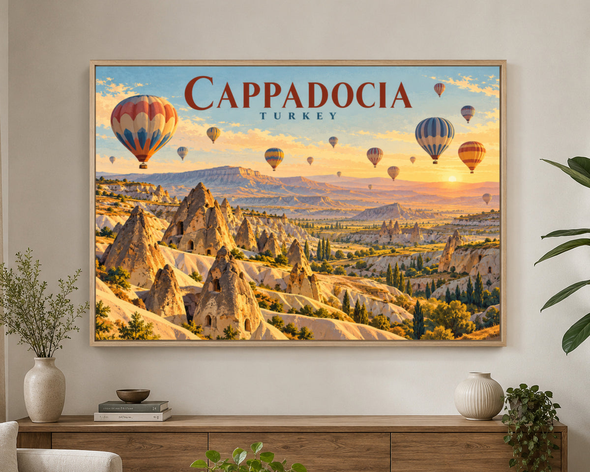 Cappadocia Hot Air Balloons – Vintage Travel Poster Art Print