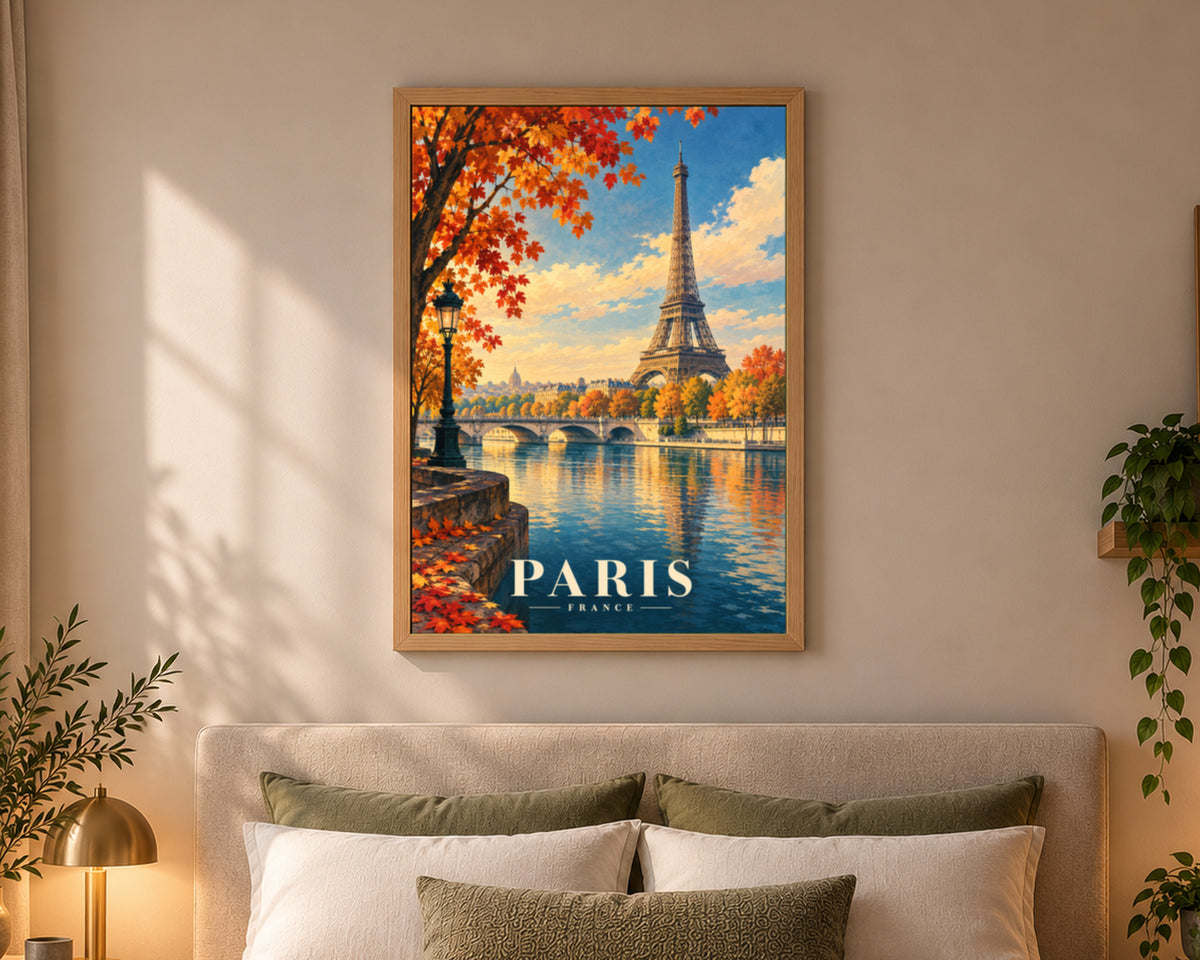 Paris Autumn Eiffel Tower – Vintage Travel Poster