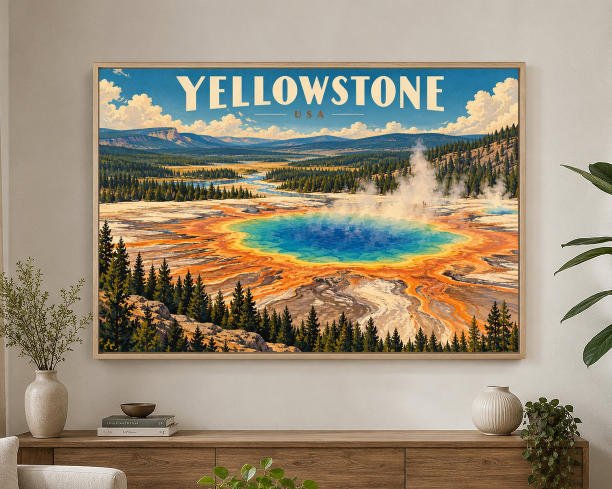 Yellowstone Geyser Basin – Vintage Travel Poster Art Print