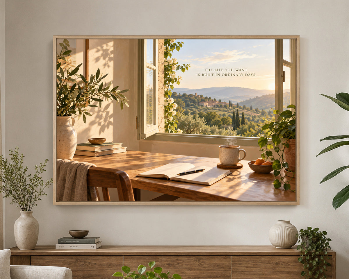 Sunlit Window Desk with Country View – Ordinary Days Wall Art