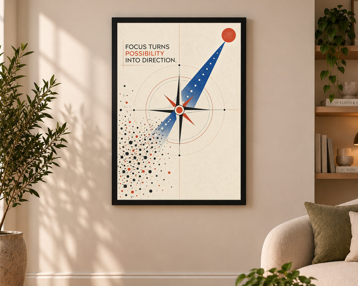 Focus Turns Possibility – Motivational Geometric Wall Art Poster