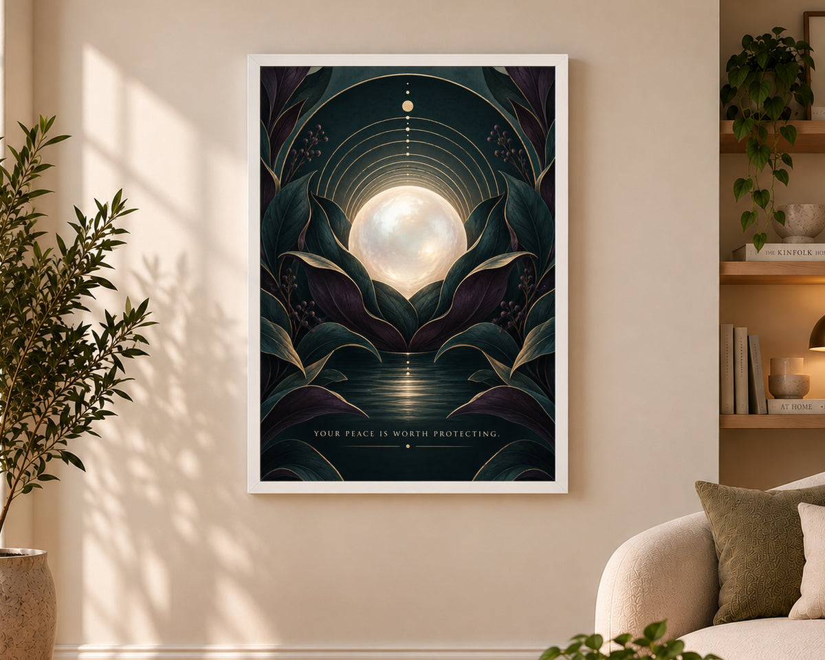 Moonlit Botanical Sanctuary – Art Deco Botanical Wall Art