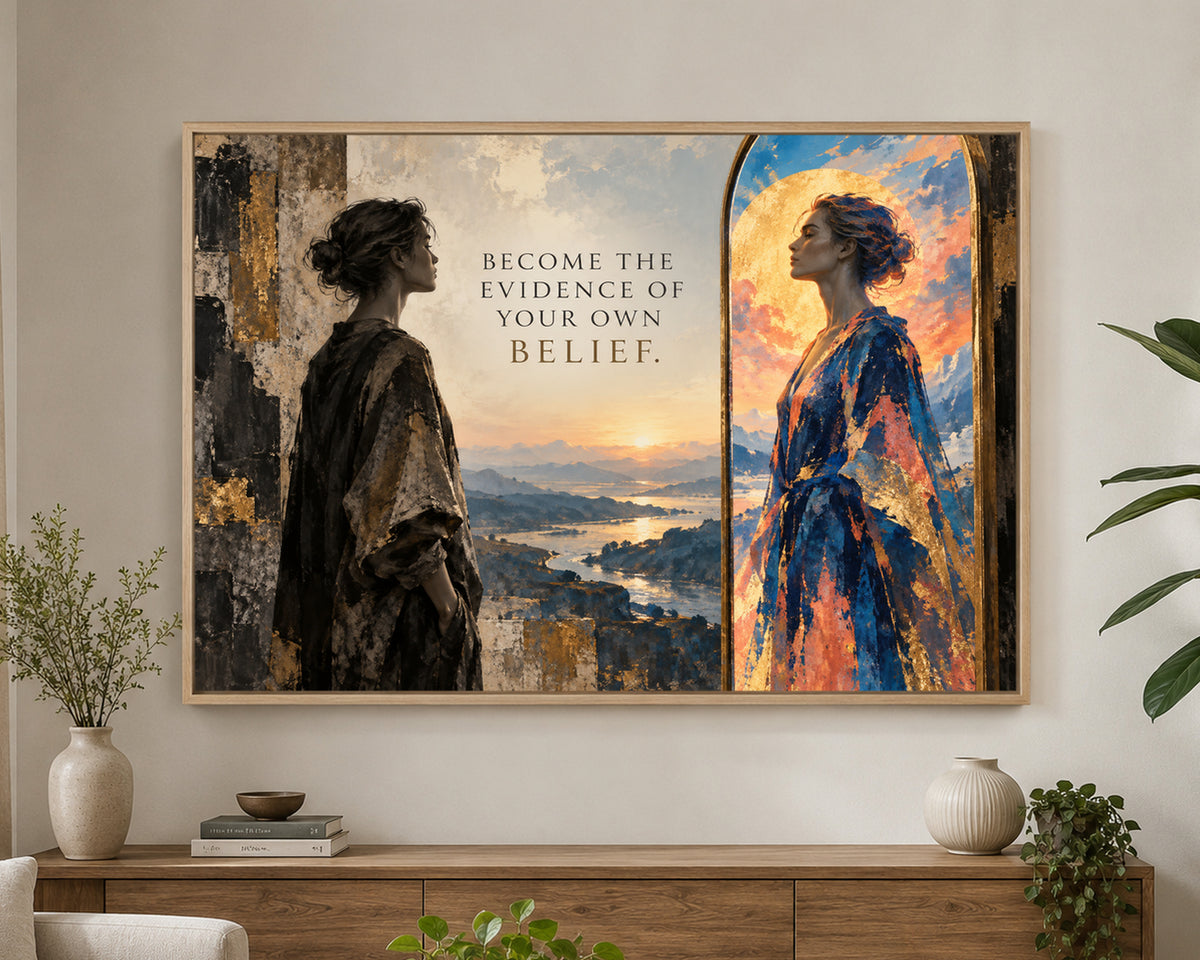Become the Evidence – Self-Belief Mirror Quote Art Print