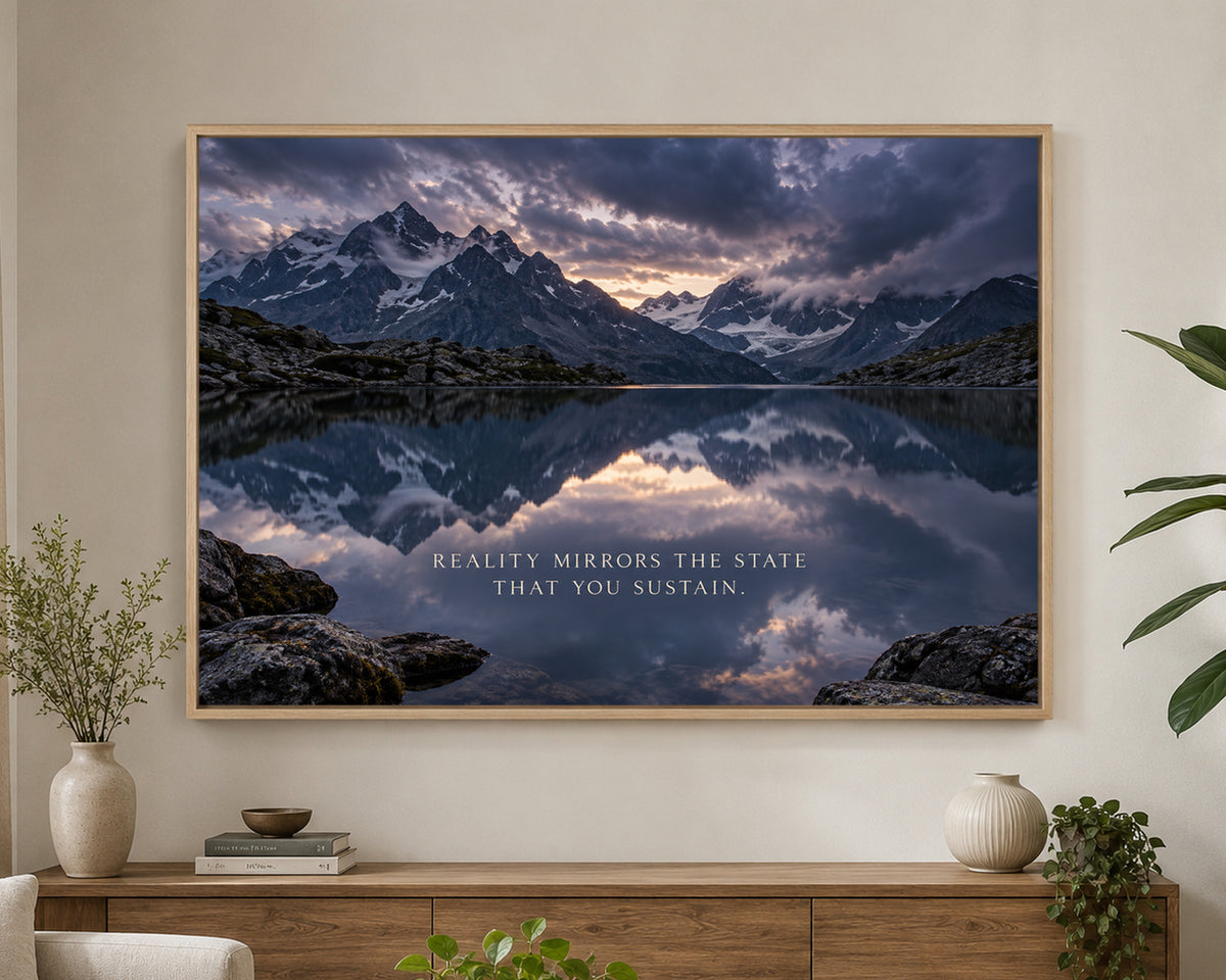 Mirror Lake Mountains – Self-Reflection Alpine Landscape Art Print