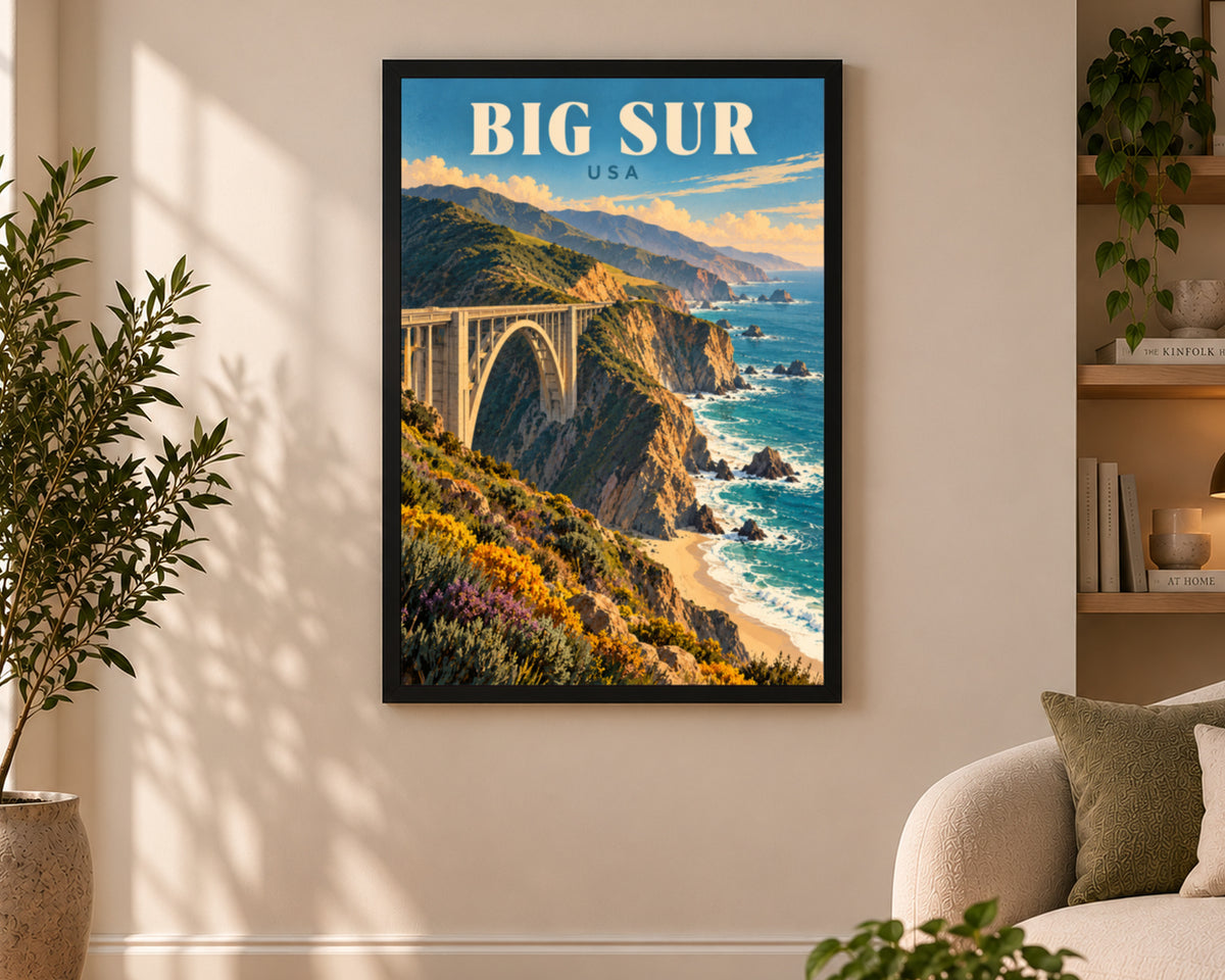 Big Sur Coast Bridge – Vintage Coastal Landscape Art Print