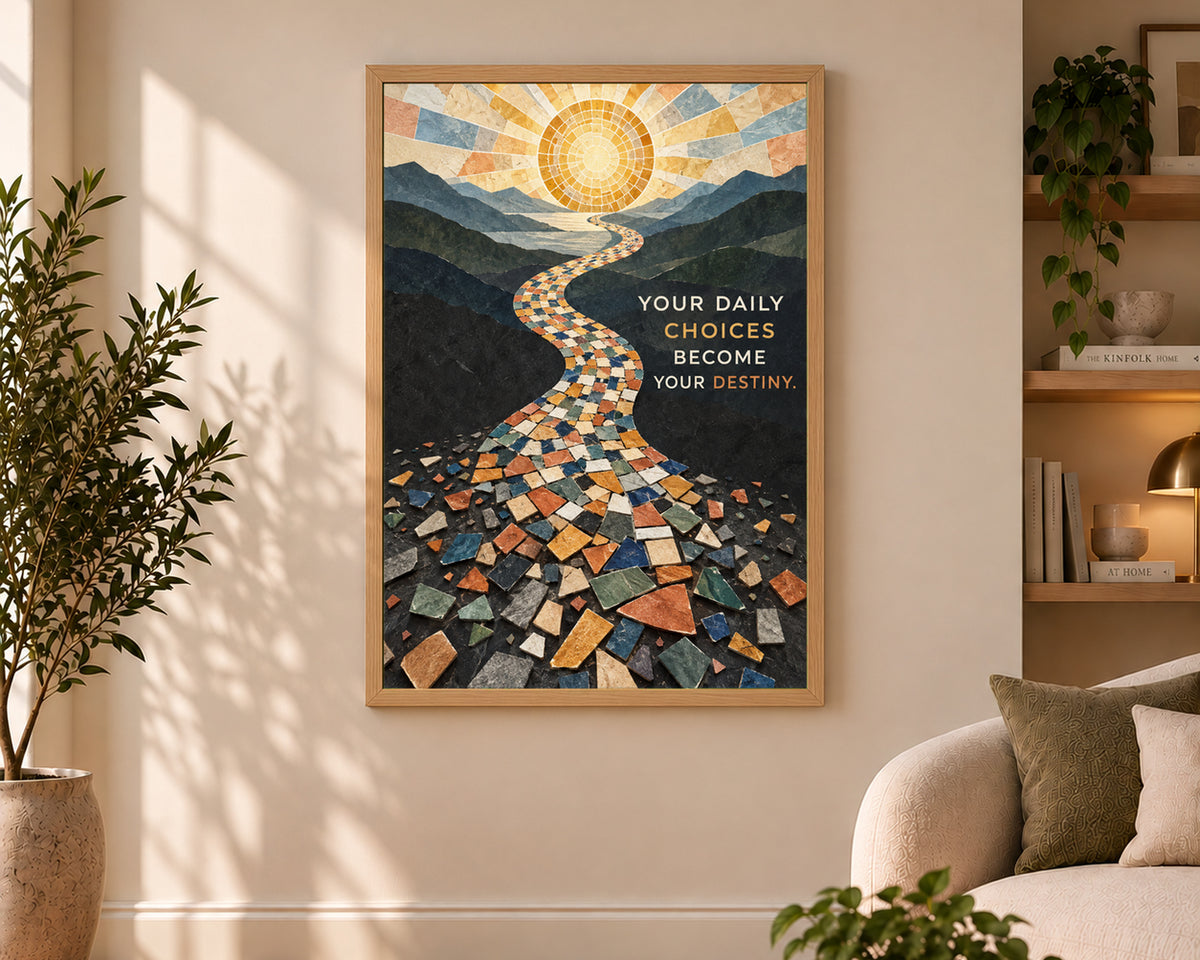 Mosaic Path to Destiny – Motivational Mountain Journey Wall Art