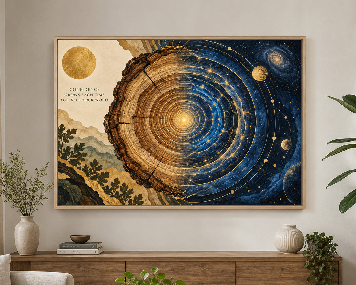 Confidence Growth Cosmic Tree Rings – Motivational Art Poster
