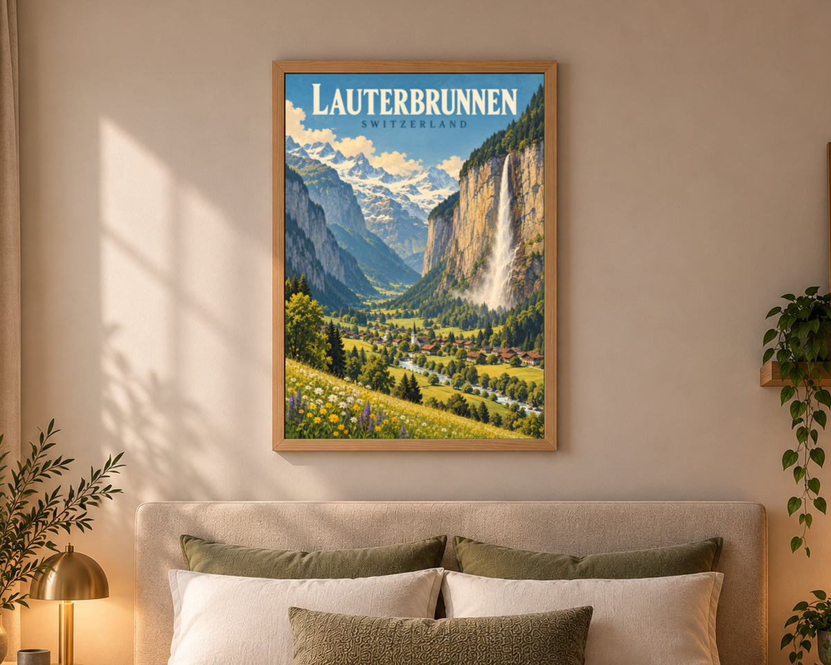Lauterbrunnen Valley – Swiss Alpine Waterfall Art Print