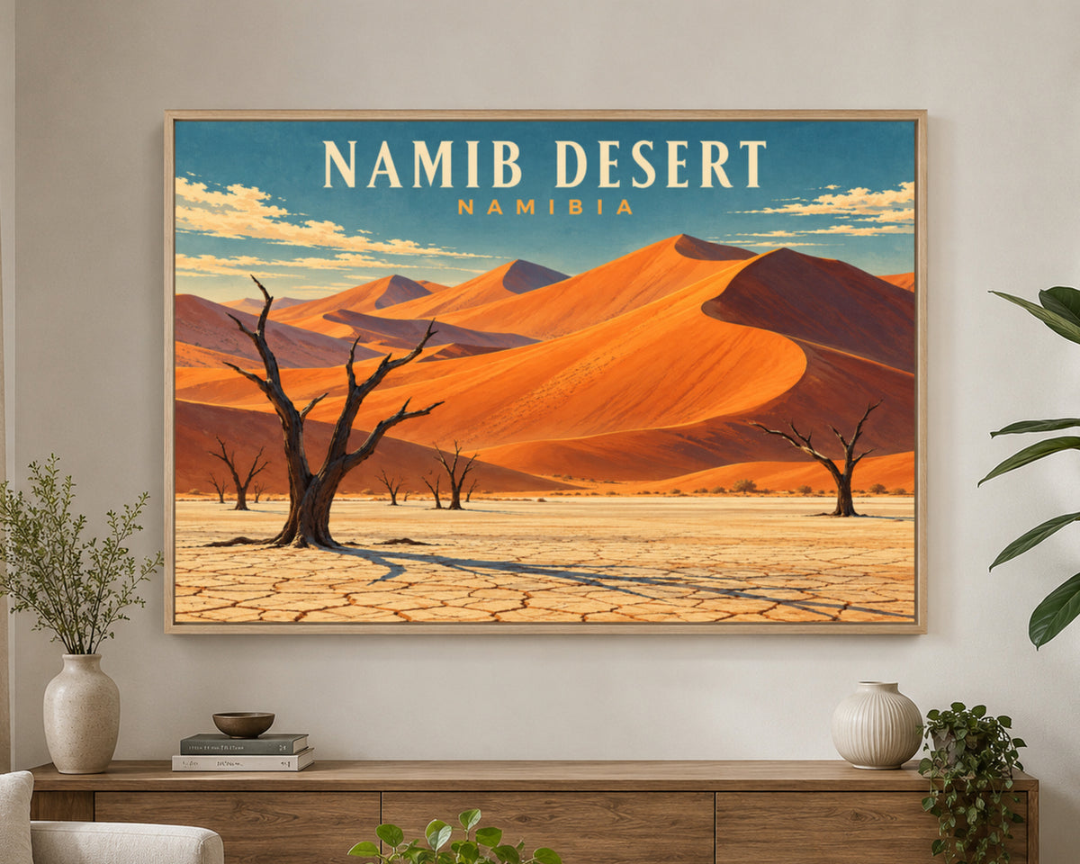 Namib Desert Landscape – Retro Travel Poster Wall Art