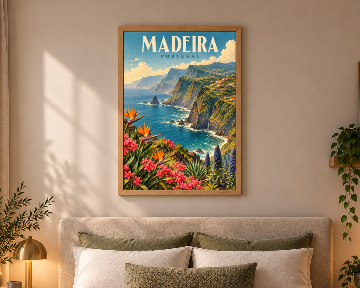 Madeira Coast Poster – Vintage Travel Landscape Wall Art
