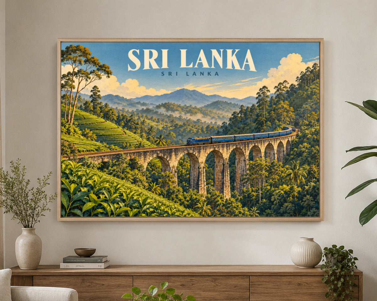 Sri Lanka Railway Viaduct – Retro Travel Landscape Wall Art
