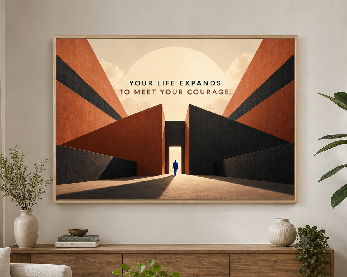 Courage Through the Gate – Motivational Minimalist Art Print