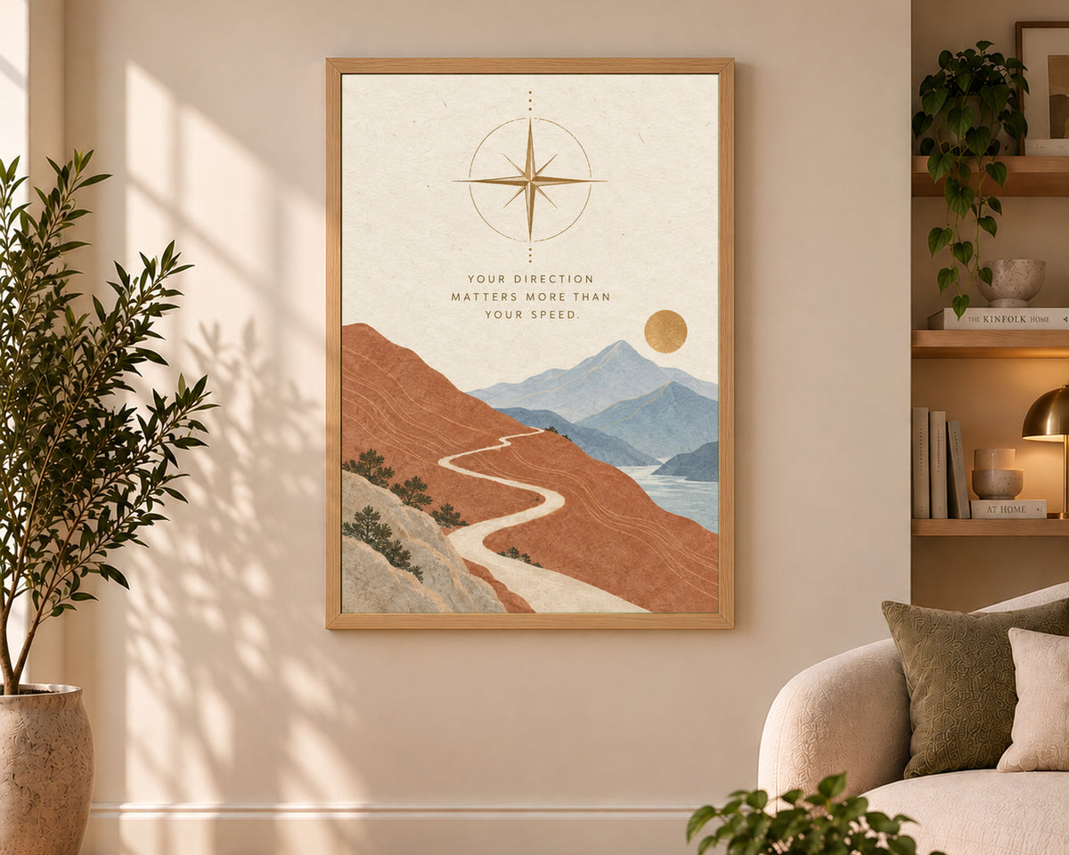 Your Direction Matters – Vintage Compass Journey Art Print