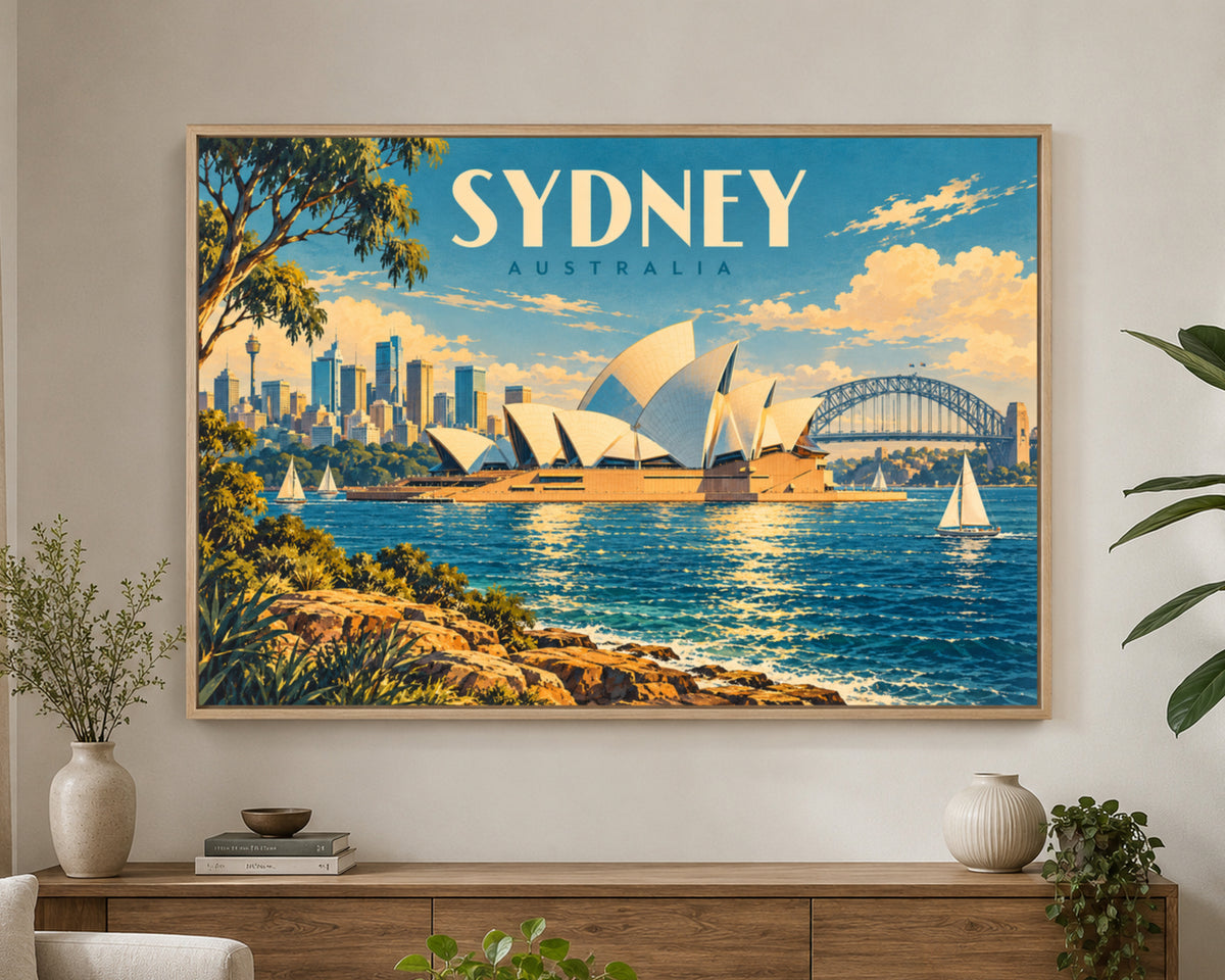 Sydney Harbour Skyline – Retro Travel Poster Art Print