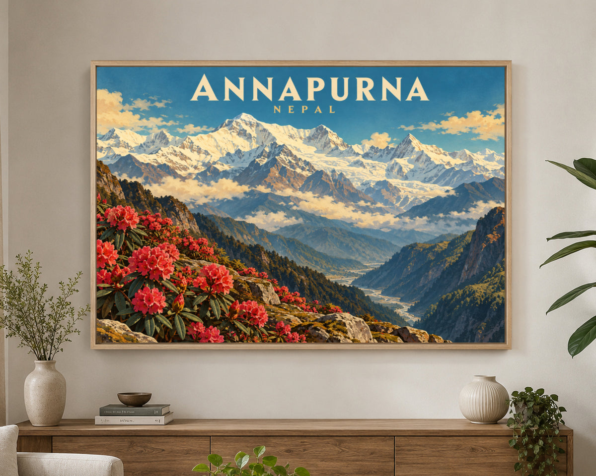 Annapurna Nepal – Vintage Travel Mountain Wall Art