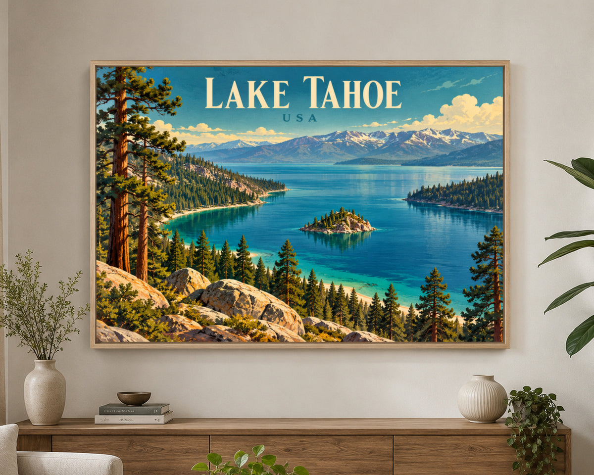 Lake Tahoe Vista – Vintage Travel Poster Wall Art