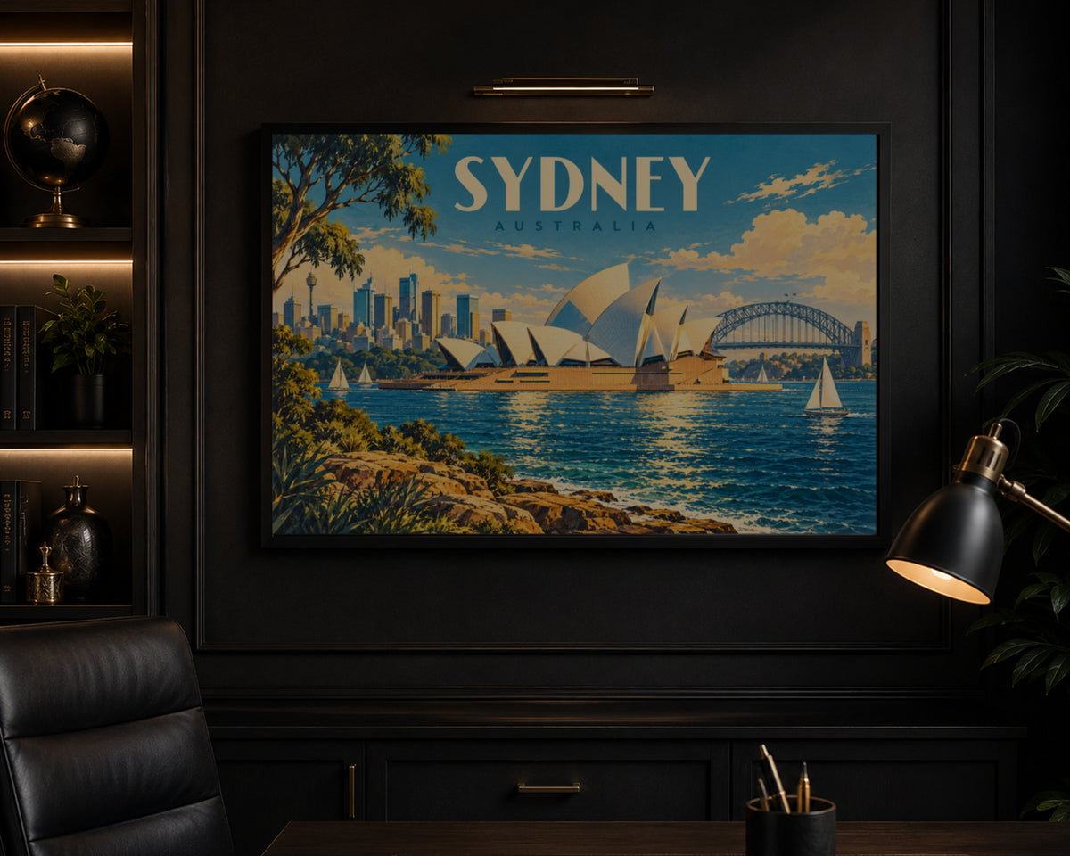 Sydney Harbour Skyline – Retro Travel Poster Art Print