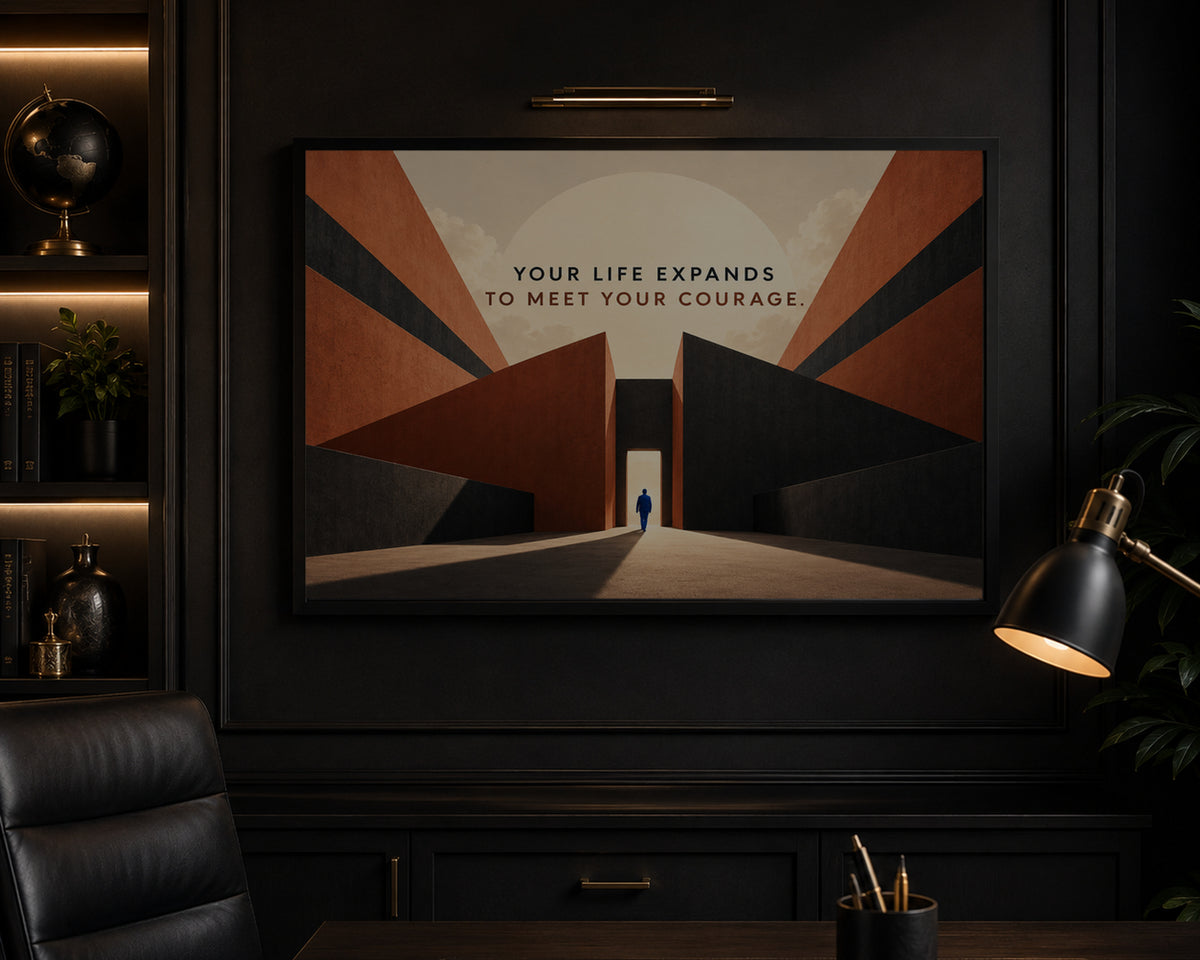 Courage Through the Gate – Motivational Minimalist Art Print