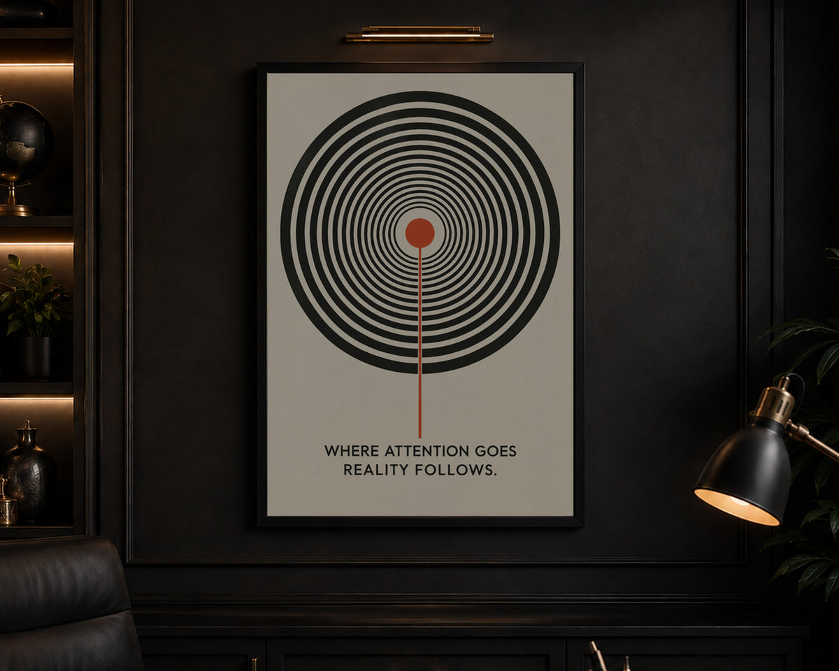 Attention Follows Reality – Minimal Geometric Typography Art Print
