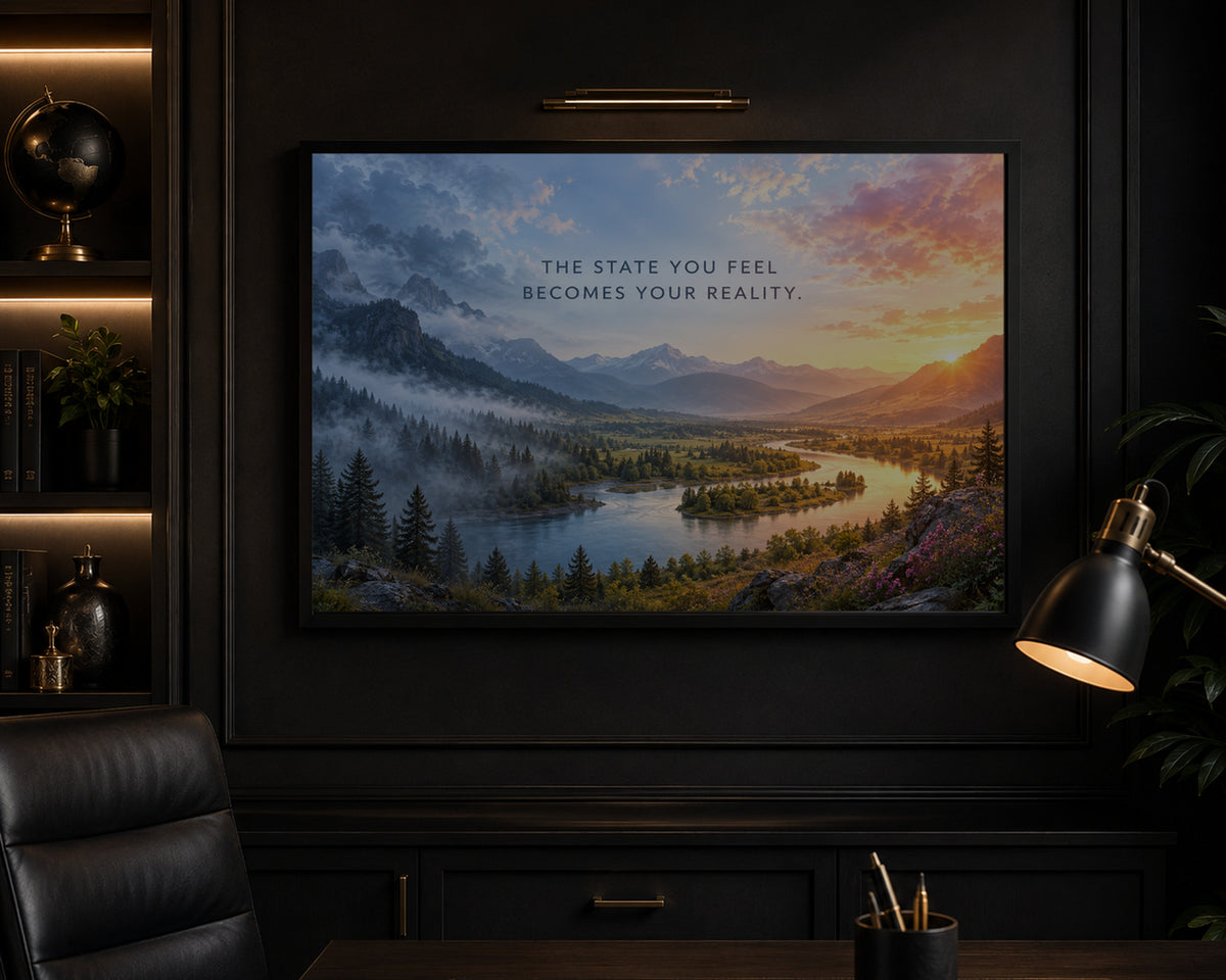 Mountain River Sunrise – Mindset Quote Art Print