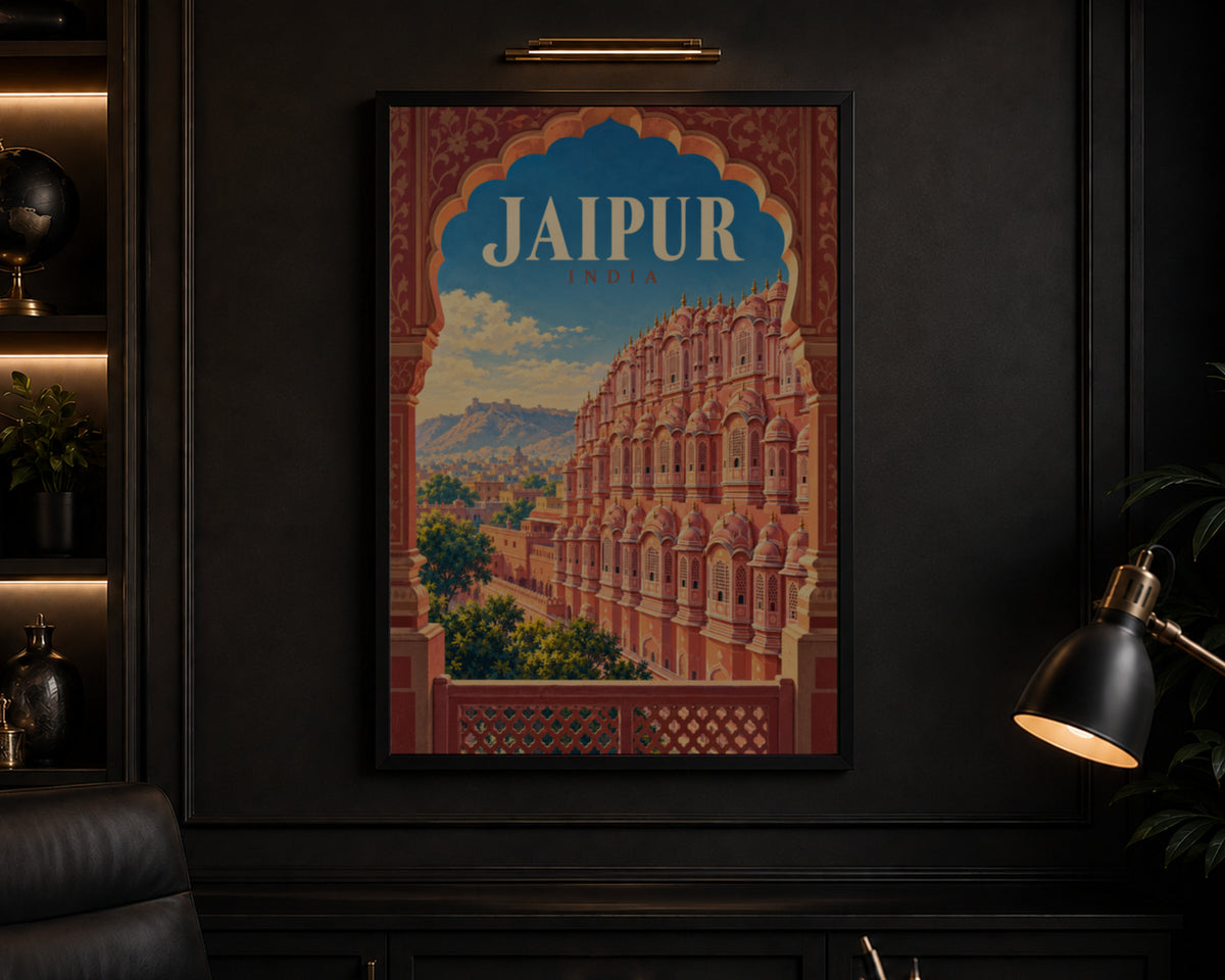Jaipur India Arch View – Vintage Travel Poster Art Print
