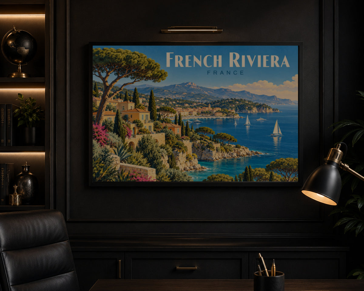 French Riviera Coastline – Vintage Travel Poster Art Print