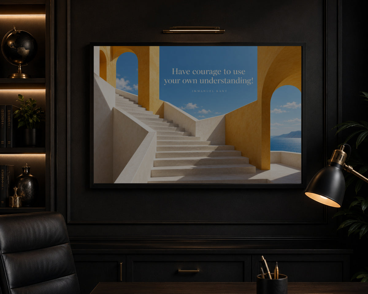 Kant Stairway Under Blue Sky – Inspirational Architectural Quote Art Print