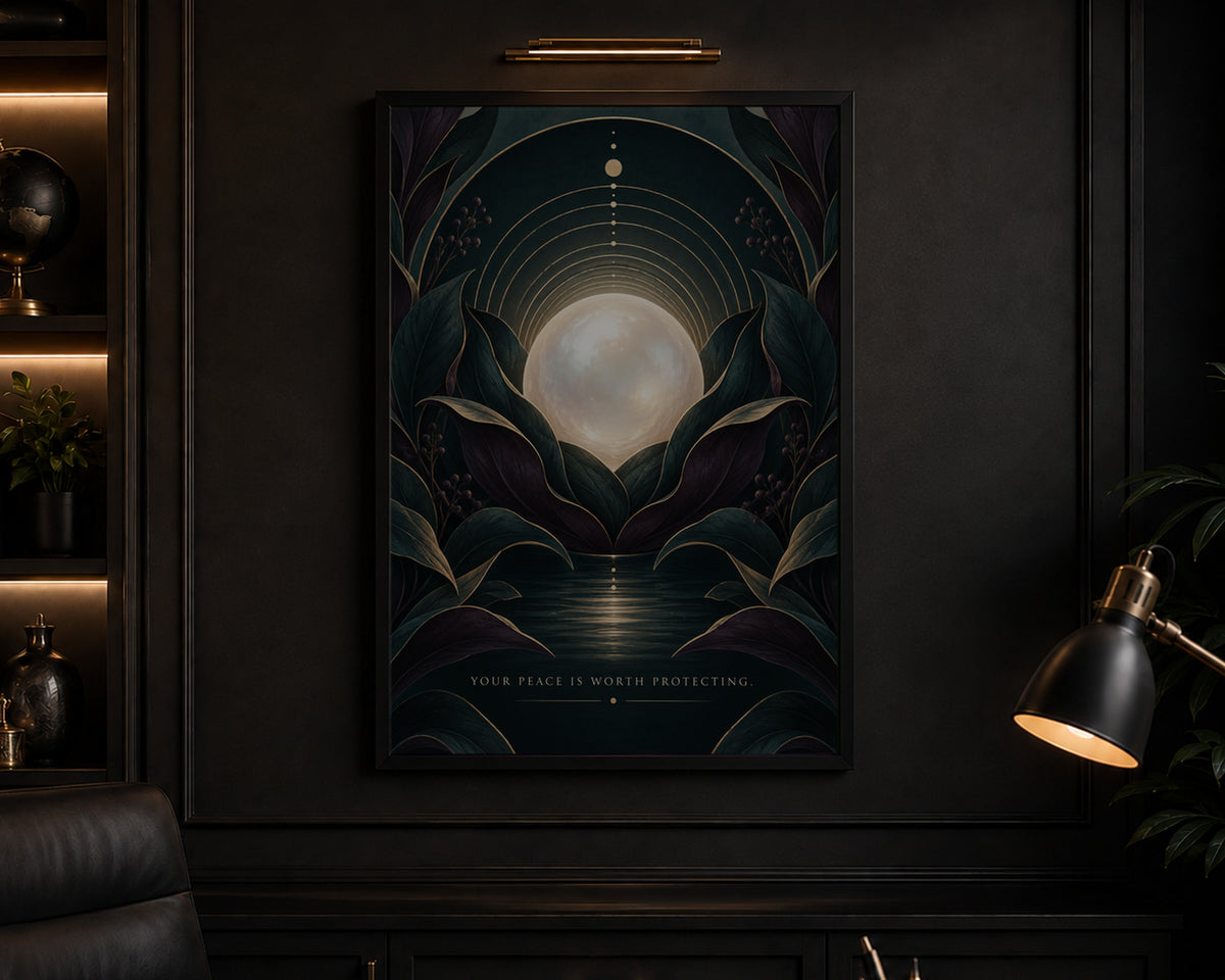 Moonlit Botanical Sanctuary – Art Deco Botanical Wall Art