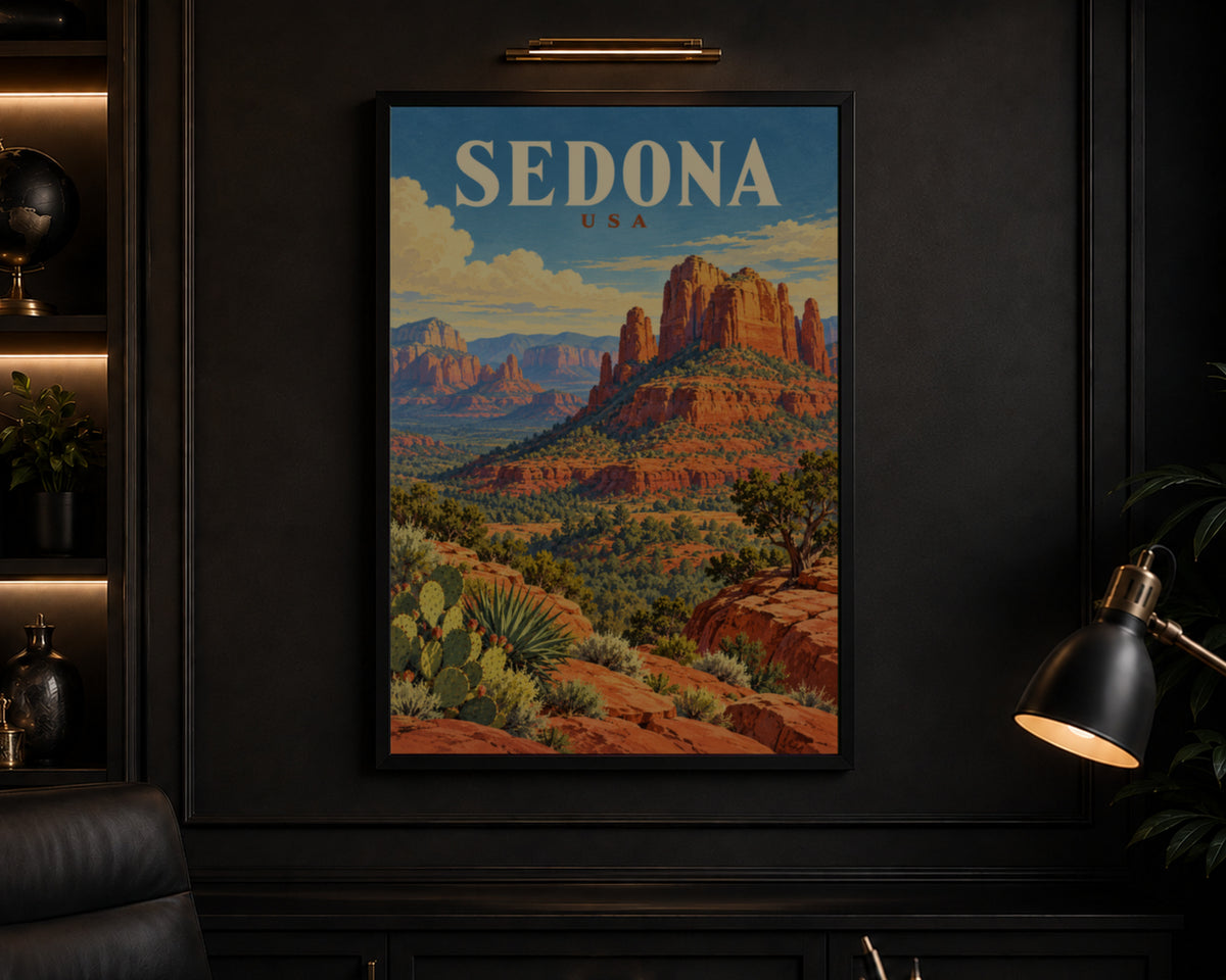 Sedona USA Desert Vista – Retro Travel Poster Wall Art