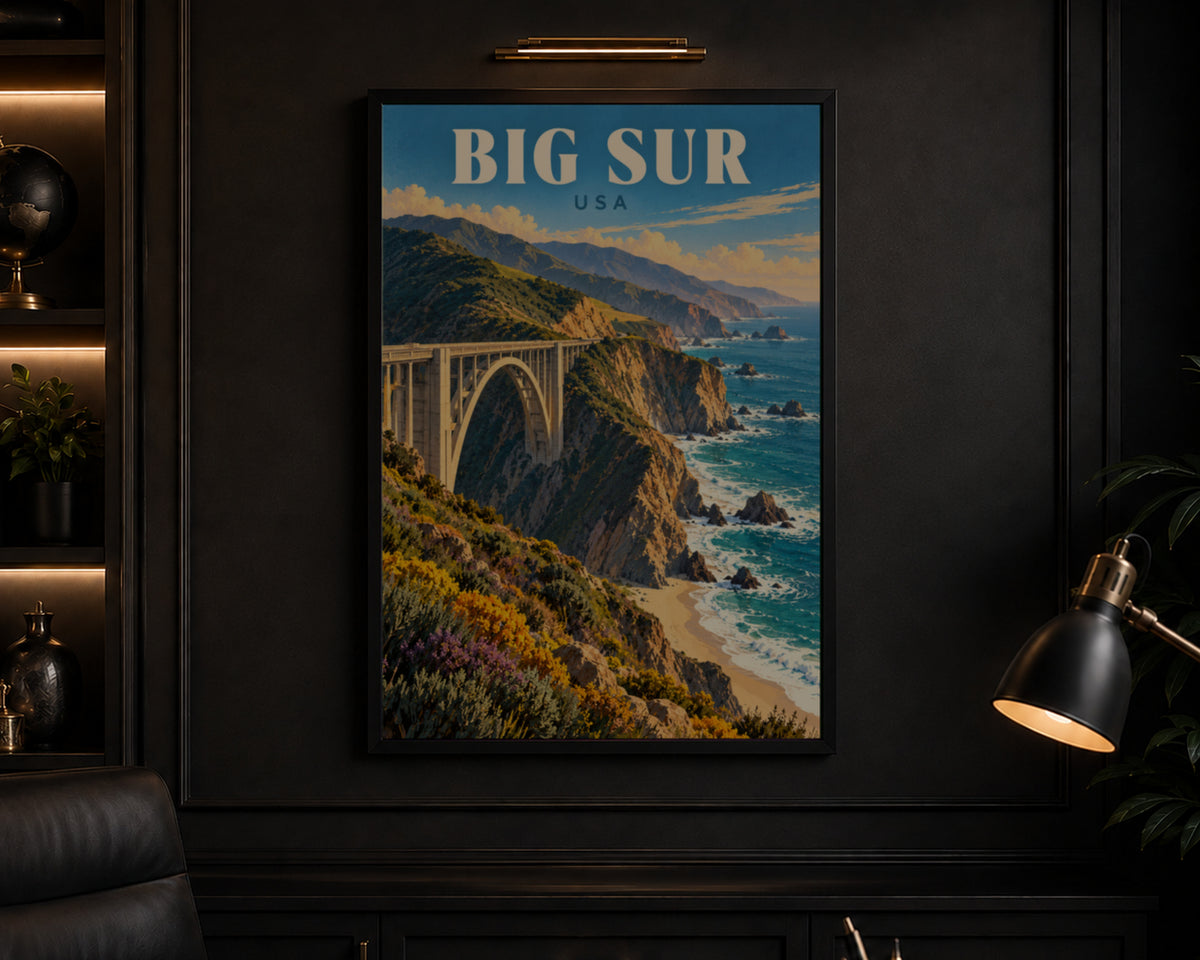 Big Sur Coast Bridge – Vintage Coastal Landscape Art Print