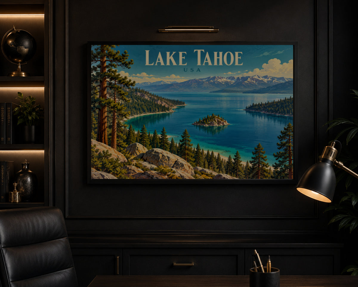 Lake Tahoe Vista – Vintage Travel Poster Wall Art