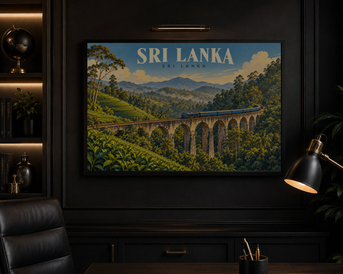 Sri Lanka Railway Viaduct – Retro Travel Landscape Wall Art