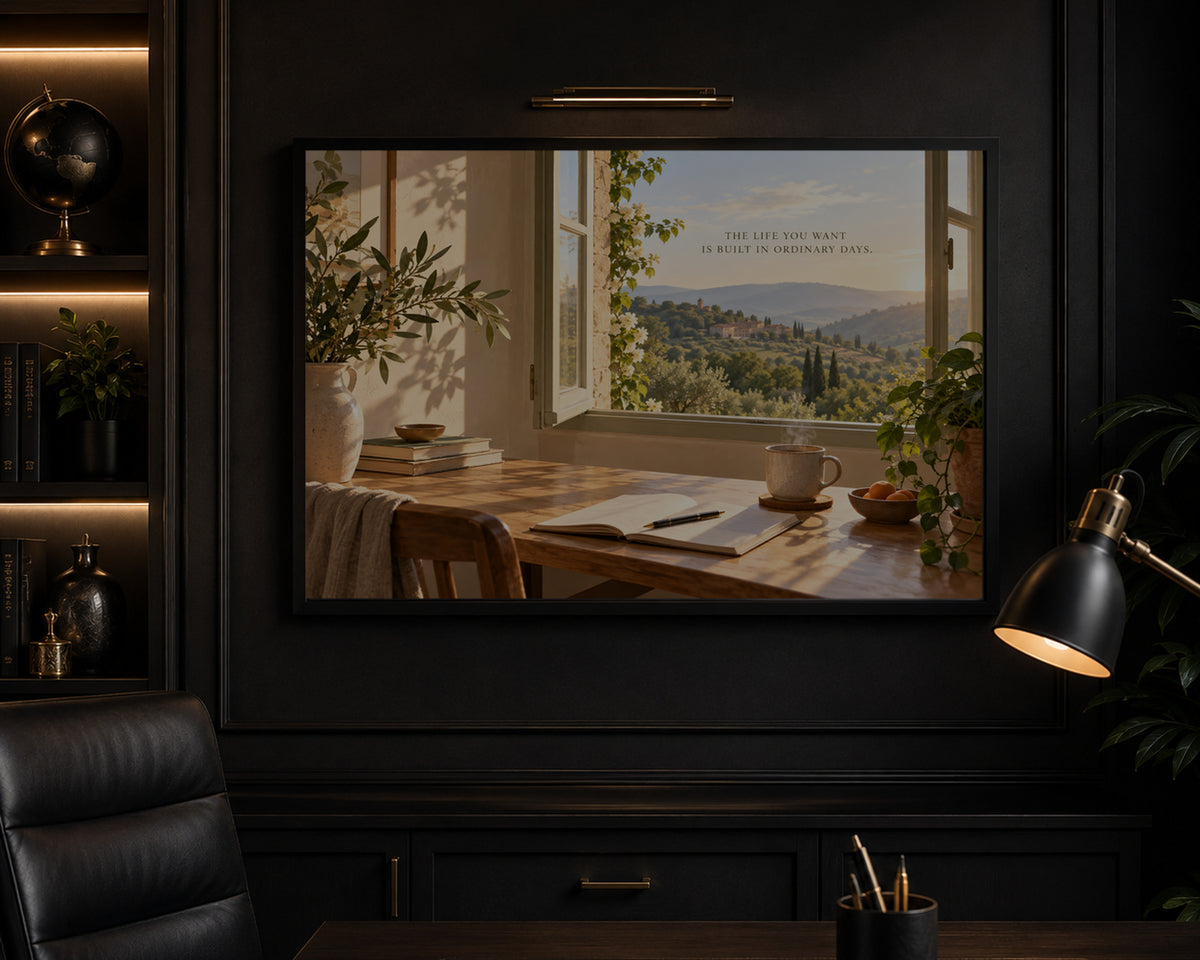 Sunlit Window Desk with Country View – Ordinary Days Wall Art