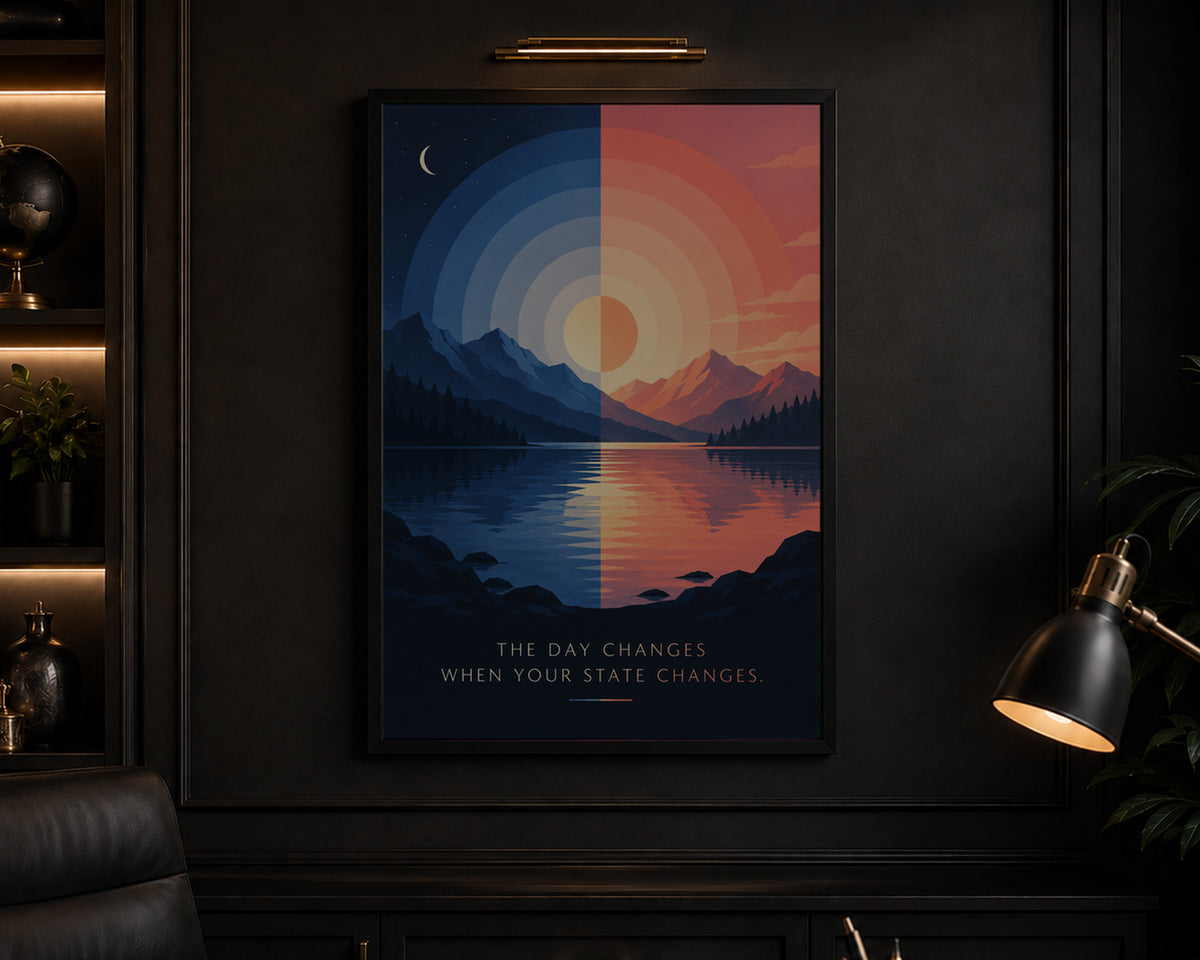 Day and Night Mountain Reflection – Motivational Mountain Landscape Poster