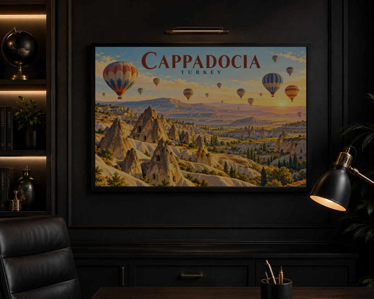 Cappadocia Hot Air Balloons – Vintage Travel Poster Art Print