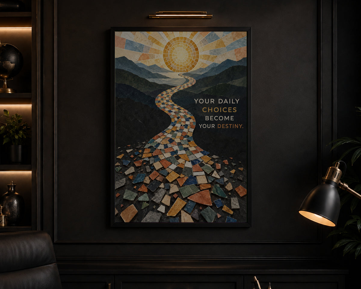 Mosaic Path to Destiny – Motivational Mountain Journey Wall Art