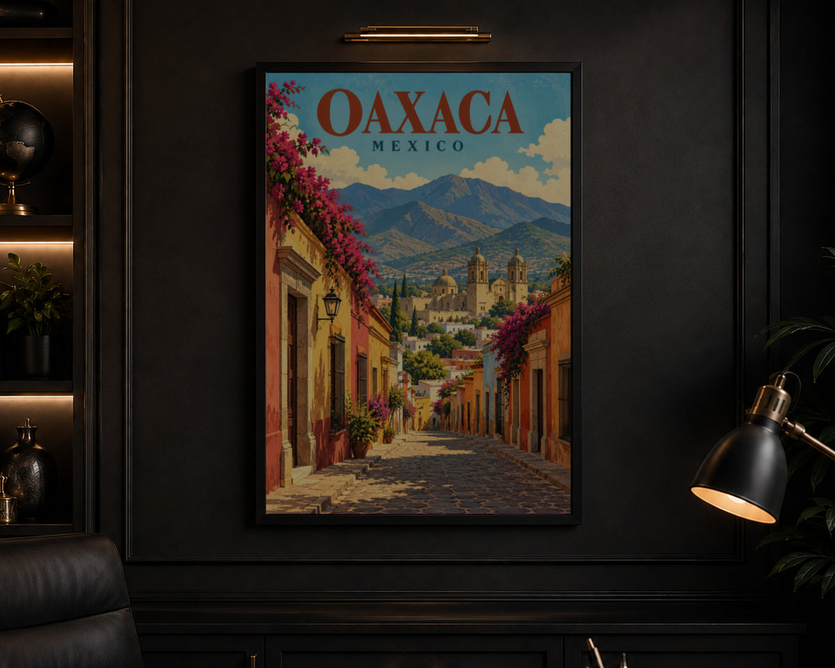 Oaxaca Mexico Street View – Vintage Travel Poster Art Print