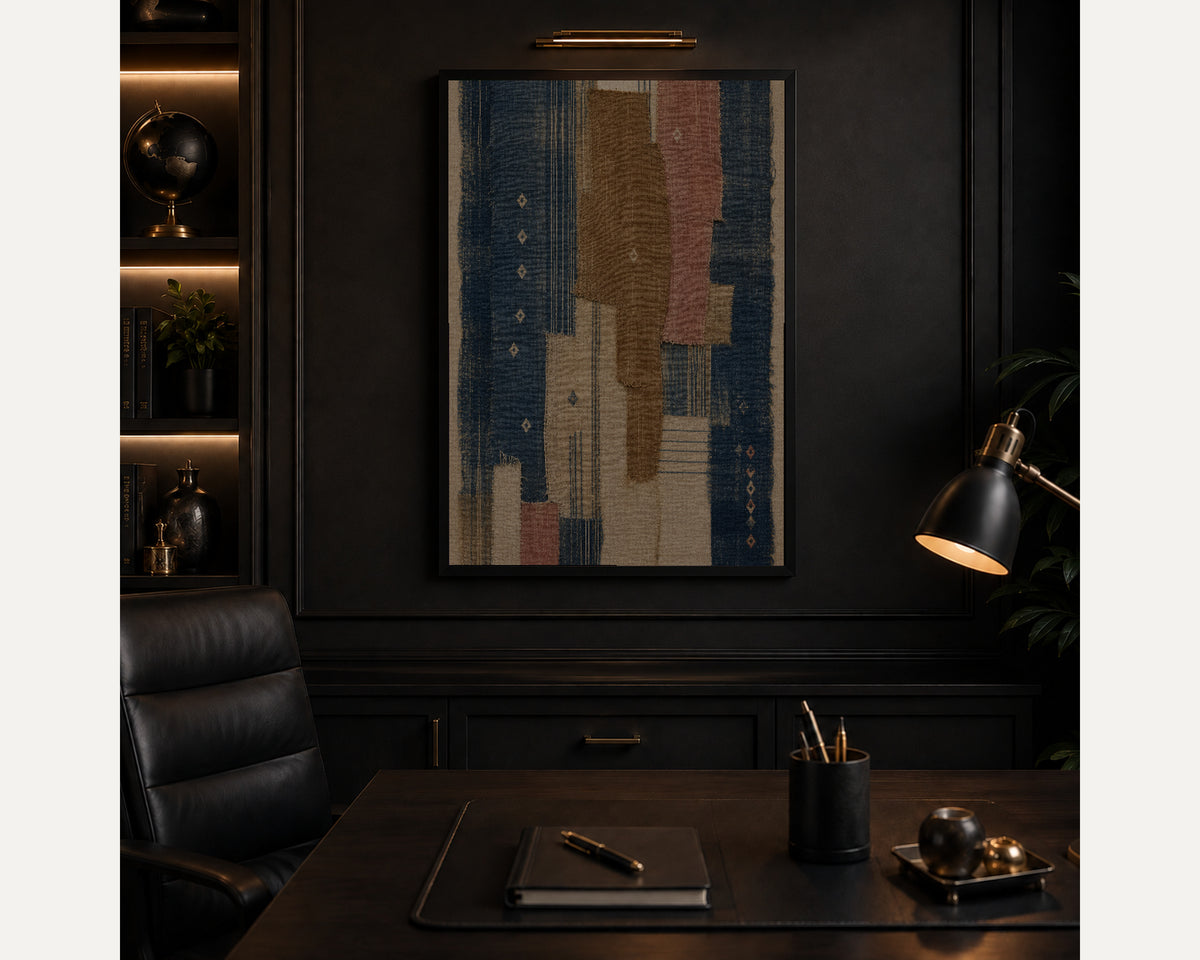 Patchwork Textile Abstract – Textile-Inspired Geometric Wall Art