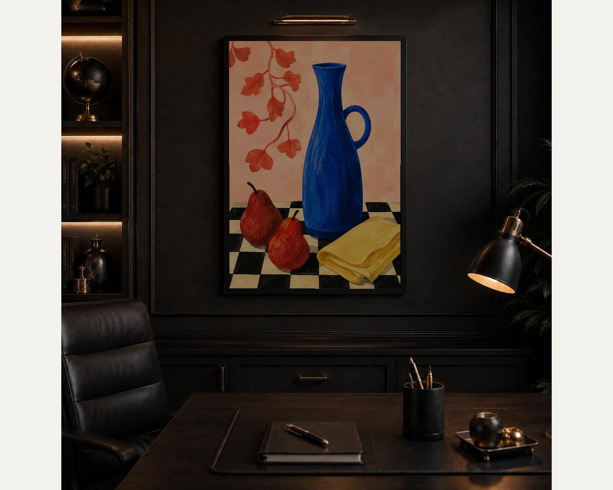 Blue Vase with Pears – Still Life Art Print