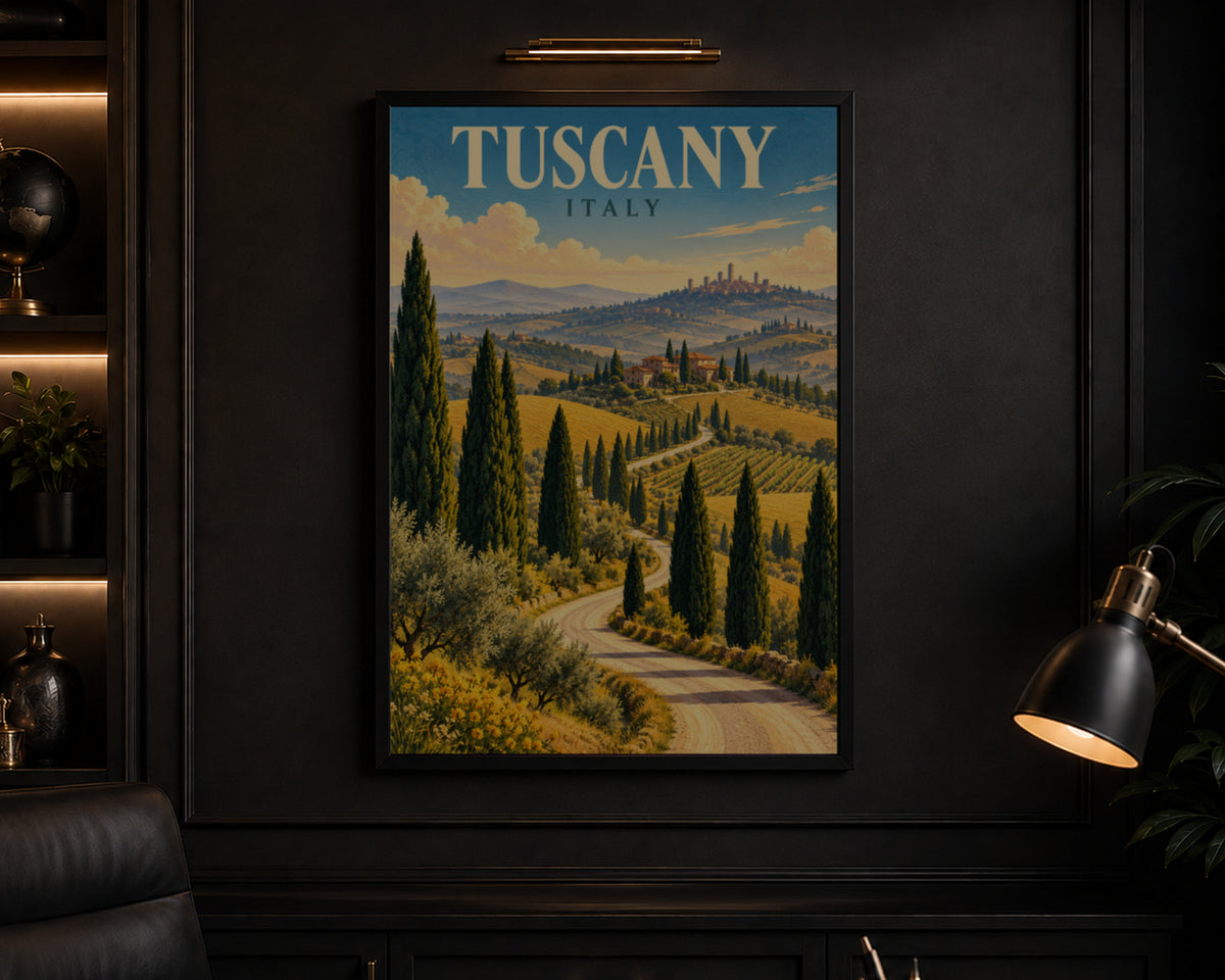 Tuscany Italy – Vintage Travel Landscape Poster