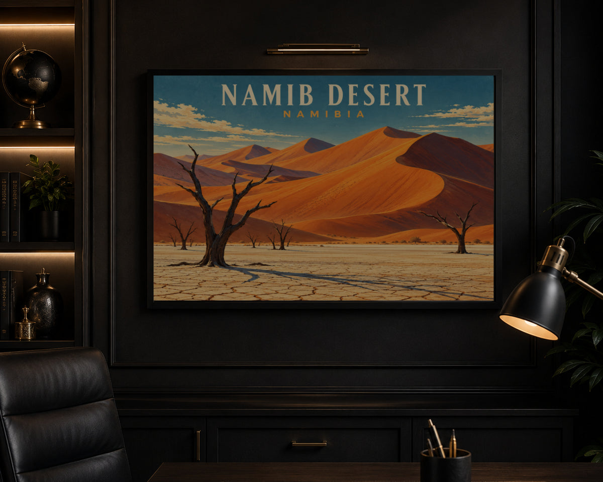 Namib Desert Landscape – Retro Travel Poster Wall Art