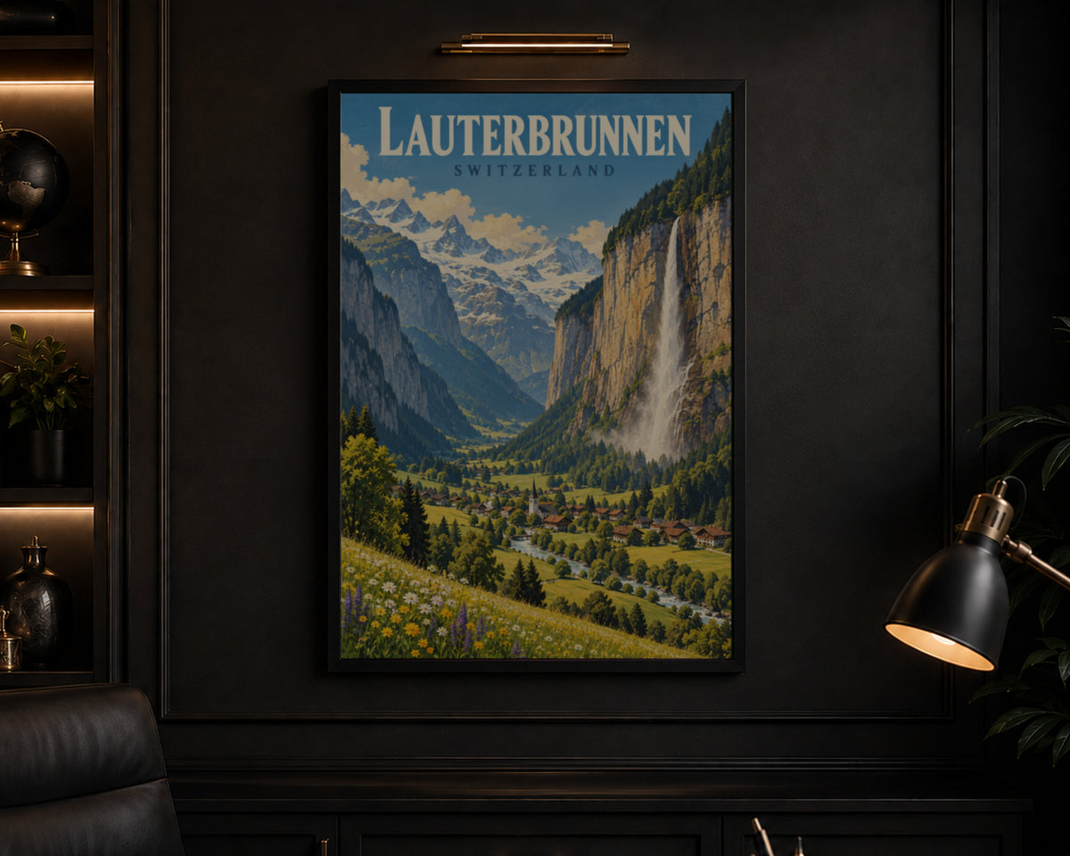 Lauterbrunnen Valley – Swiss Alpine Waterfall Art Print