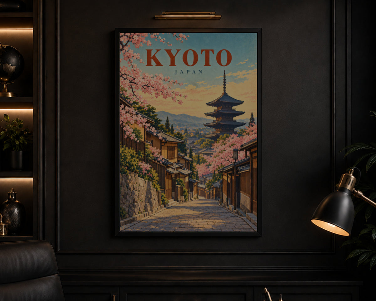 Kyoto Cherry Blossom Street – Japan Travel Poster Wall Art
