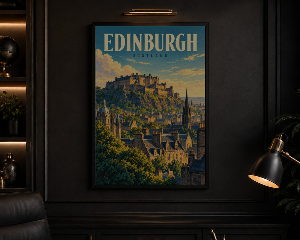 Edinburgh Skyline – Retro Travel Poster Art Print