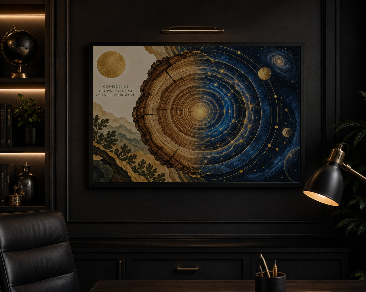 Confidence Growth Cosmic Tree Rings – Motivational Art Poster
