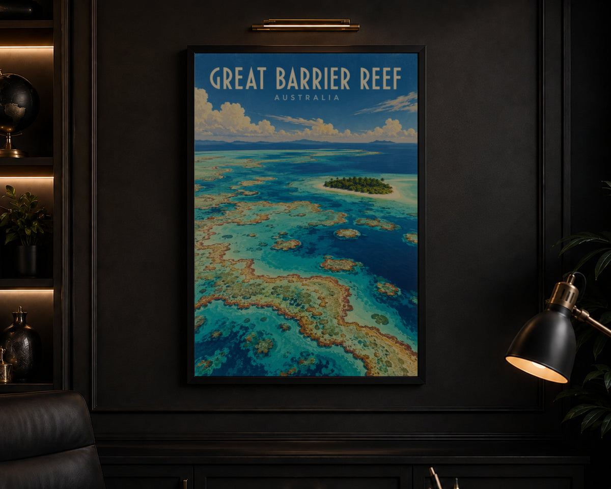 Great Barrier Reef Australia – Retro Travel Poster Wall Art