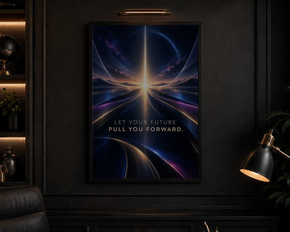 Future Pull Forward – Sci-Fi Motivation Poster