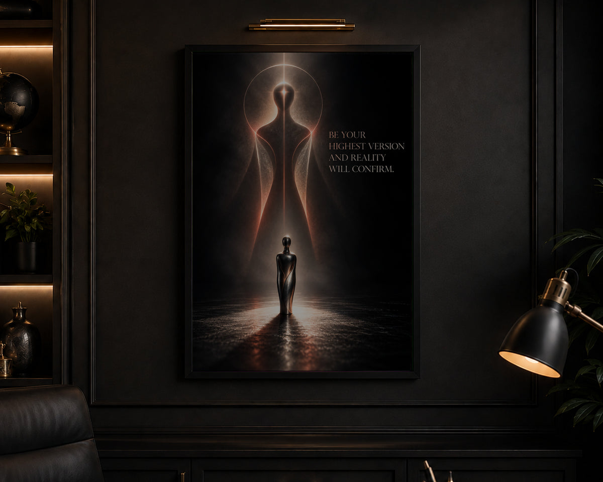 Radiant Figure and Visionary Quote – Self-Improvement Abstract Poster