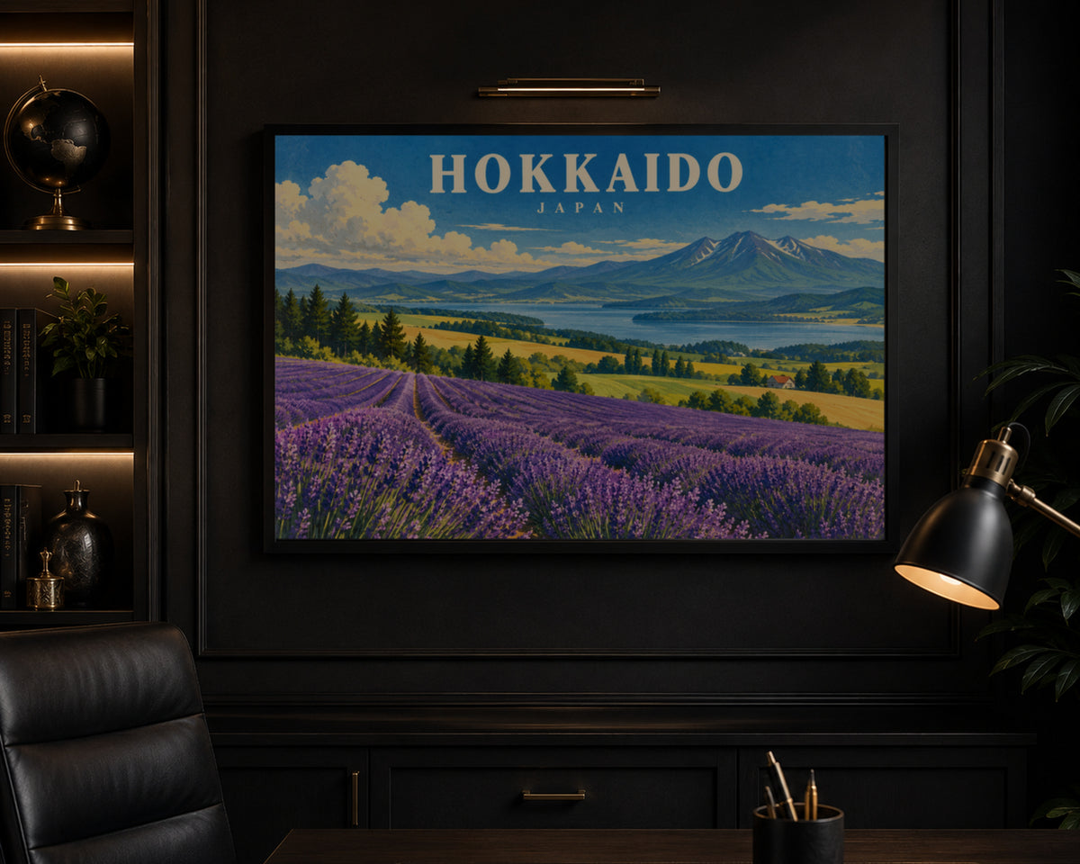Hokkaido Lavender Landscape – Vintage Japan Travel Poster Wall Art