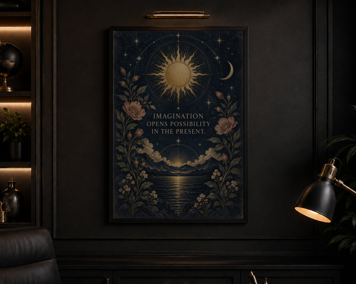 Celestial Imagination Bloom – Inspirational Quote Art Print